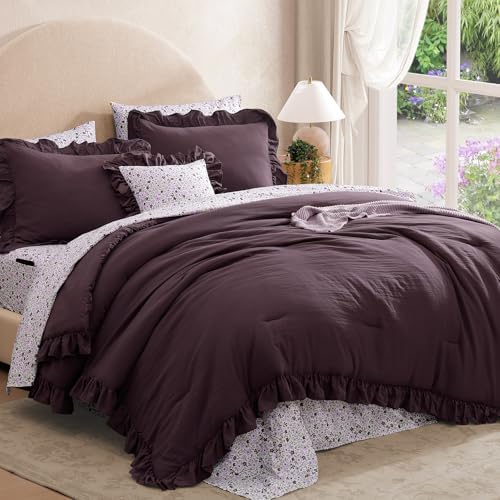 BLOOMHAVEN Oversized Queen Comforter Set-7 Pieces Ruffle Bedding - Image 5