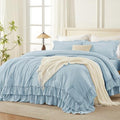 Andency Light Blue Twin Size Ruffle Comforter Set, 2 Pieces by Andency
