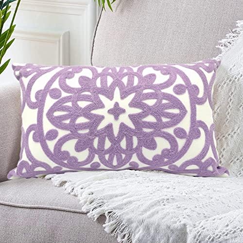 Alysheer Boho Embroidered Lumbar Throw Pillow Cover 12"x 20" by Alysheer