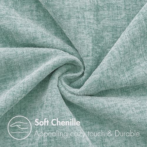 MIULEE Soft Chenille Throw Pillow Covers Aqua Green 18x18 Inch Pack of 2 - Image 2