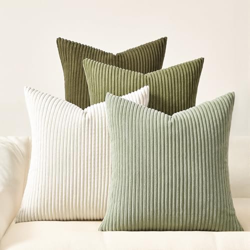 Topfinel Green White Spring Pillow Covers 22x22 Set of 4 Boho Cushion Covers by Topfinel