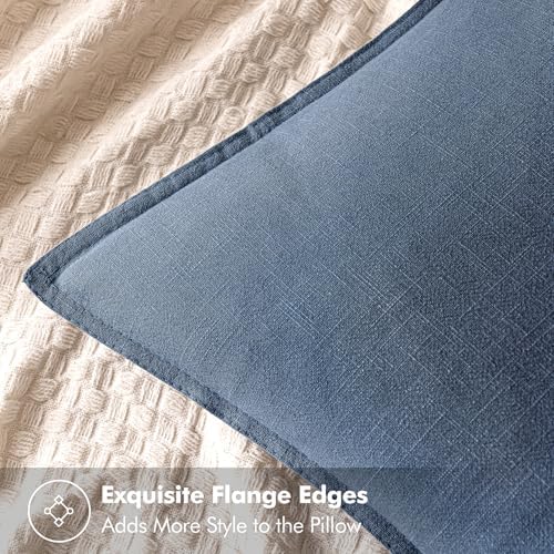 MIULEE Decorative Linen Euro Sham Pillow Covers 22x22 Inch Blue Ashes - Image 2