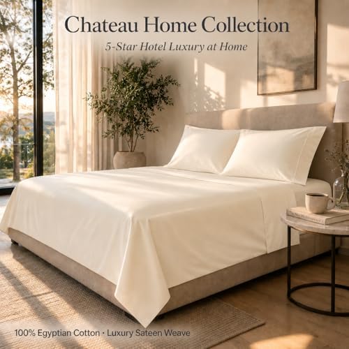 Queen Sheets - 800 Thread Count 4 PC Egyptian Cotton Luxury Bedding - Ivory - Image 2