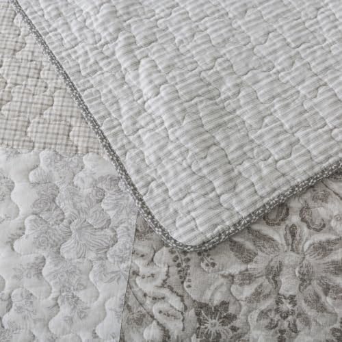 SLPR - Silver Linings Patchwork Gray Cotton Quilt Set, Twin - Image 6