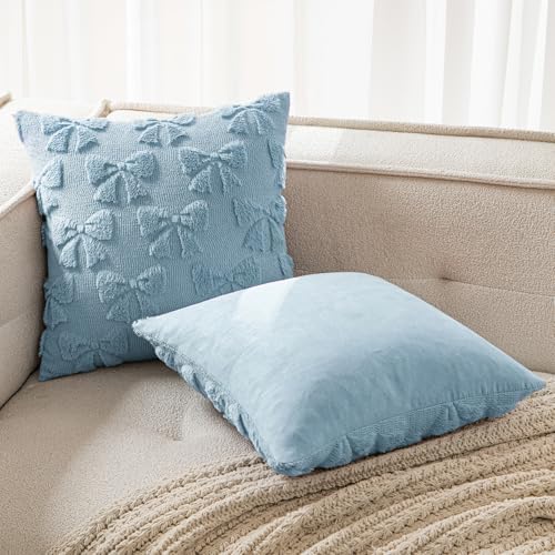 MIULEE Blue Bow Pillow Covers Coquette Room Decor 18x18 - Image 6