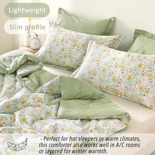 Sage Whimsical Wildflower Botanical Cotton Comforter Twin Size 2PC - Image 3