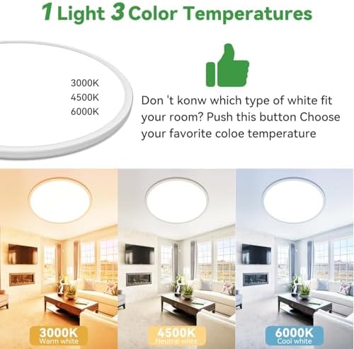 hepside 15.8INCH 2Pack Big Dimmable Flush Mount Ceiling Light Fixture White - Image 3