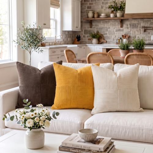 Fancy Homi Gold Yellow Decorative Throw Pillow Covers 26x26 Inch - Image 2