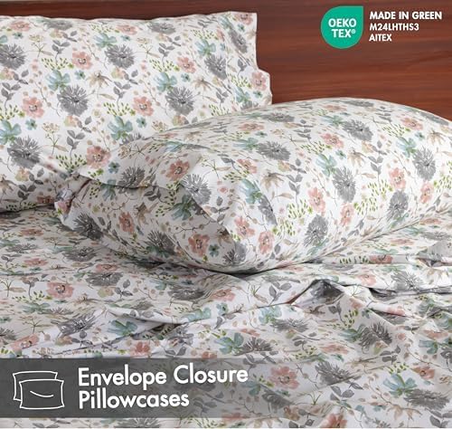 RUVANTI 100% Cotton Twin Sheets, Percale Twin Sheet Set, Dandelion Field - Image 5