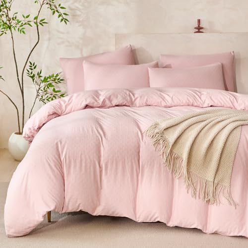 Pink Comforter Set Queen Polka Dot Soft Luxury Washed Microfiber Jacquard 3 - Image 7