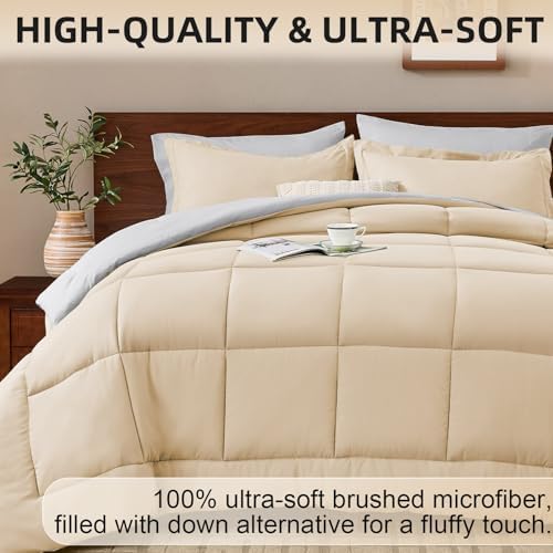 FUANNA Full Size Comforter Set 7 Pieces, Reversible Bed Set, Bed in a Bag - Image 3