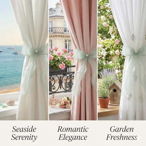 White Lace Bow Curtain Tiebacks 6-Pack, Vine Floral Curtain Holdbacks - Image 4