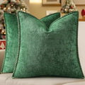 decorUhome Christmas Soft Chenille Throw Pillow Covers 16x16 Set of 2 Green by decorUhome