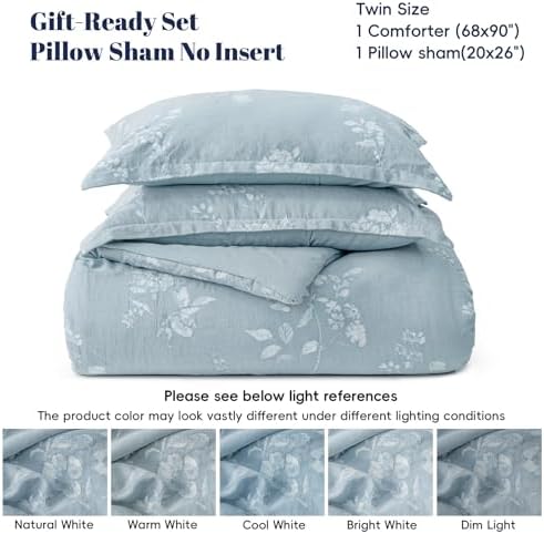 PHF Cotton Jacquard Comforter Set Twin, Soft Breathable, Stormy Blue - Image 6