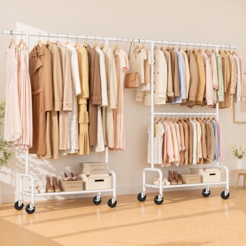 Clothes Rack Heavy Duty, 550 LBS Rolling Clothing Rack - Image 2