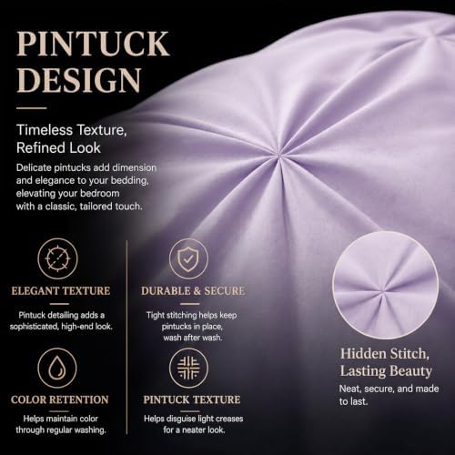 CozyLux King Size Comforter Set Lavender, 7 Pieces Pintuck Bed in a Bag - Image 4