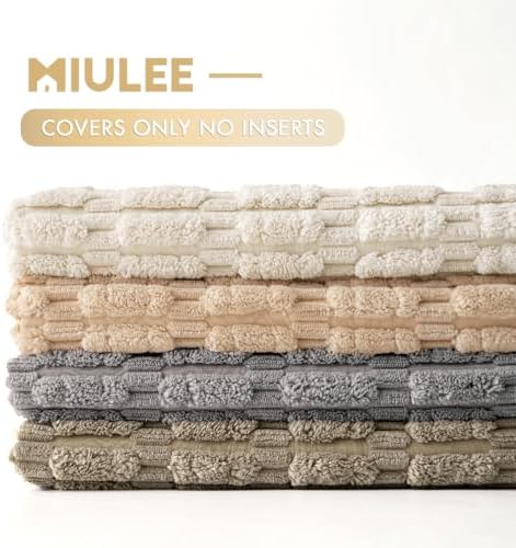 MIULEE Pack of 4 Corduroy Throw Pillow Covers 18x18 Inch Beige and Brown - Image 6