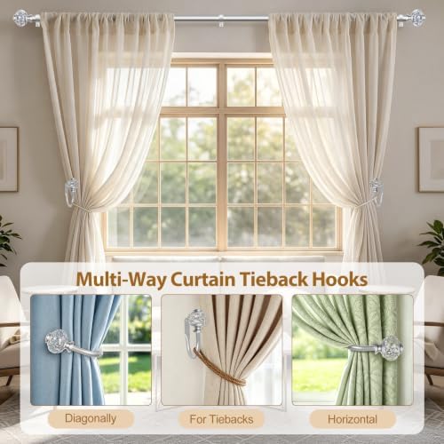 USFOOK Silver Curtain Holdbacks, Decorative Drapery Tiebacks, 2 Pack/1 Pair - Image 6