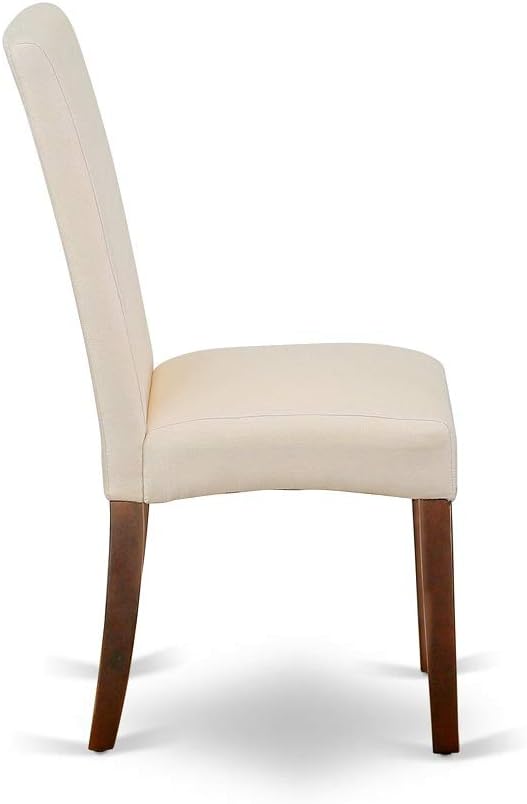 East West Furniture DLDR3-MAH-01 3 Piece Kitchen Table & Chairs Set Contains a Round Dining Room Table with Dropleaf and 2 Cream Linen Fabric Parson Dining Chairs, 42x42 Inch, Mahogany