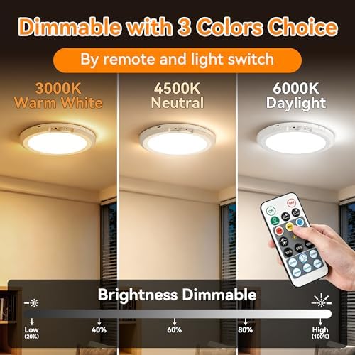 10000mAh Rechargeable Ceiling Light, Battery Operated Motion Sensor Closet Light - Image 3