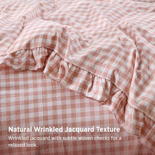 Bedsure Gingham Ruffle Duvet Cover Set, Cotton-Like Quilt Cover - Image 4