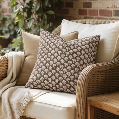 MIULEE Fall Floral Print Decorative Pillow Covers 20x20, Chocolate Brown - Image 4