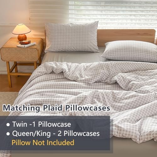 NSNLGSGC Light Gray Gingham King Comforter Set, 3 Pieces - Image 6