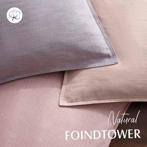Foindtower Linen Solid Decorative Throw Pillow Covers 22x22 Light Purple - Image 4