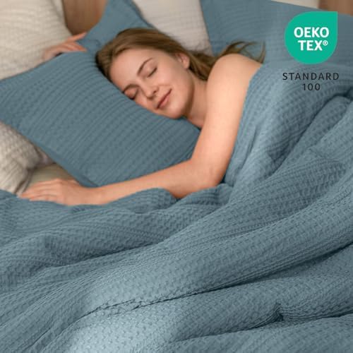 PHF Soft Waffle Comforter Set Queen Size- Comfy Breathable Waffle Weave - Image 2