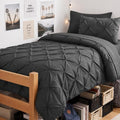 CozyLux Twin XL Comforter Set Dark Grey, 5 Pieces Pintuck Bed in a Bag by CozyLux