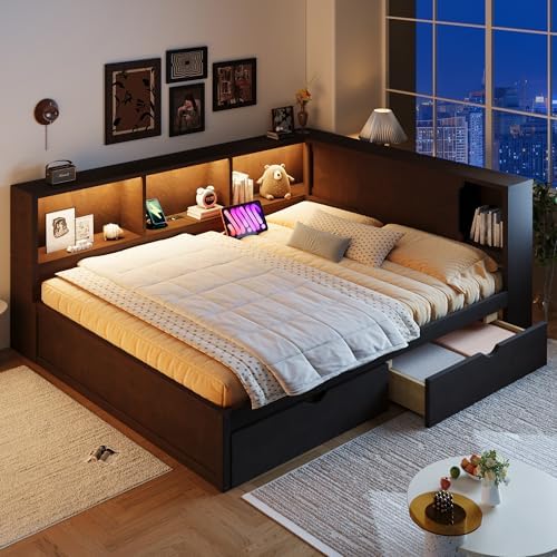 Queen Size Corner Bed Frame by HarperBrightDesigns