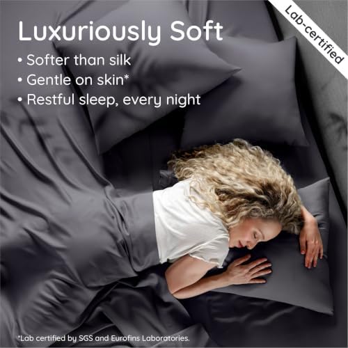 Bambaw 100% Viscose Derived from Bamboo Queen Size Sheet Set, 6 Piece Set - Image 4
