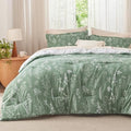 Bedsure Floral Comforter Set Cute Bedding Set Full Reversible Green by BEDSURE
