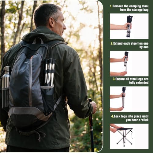1.2lb Ultralight Telescoping Folding Camping Stool, Portable Collapsible Stool - Image 4