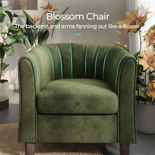 LINSY Accent Chair with Ottoman, Modern Armchair Comfy Barrel Reading Chair - Image 4