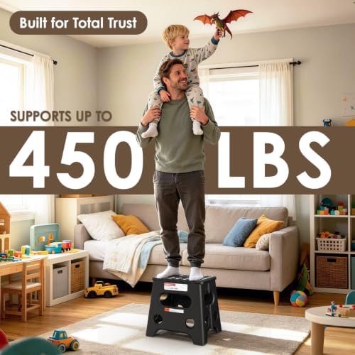 HBTower 13 Inch Folding Step Stool, 450LBS Capacity - Image 2