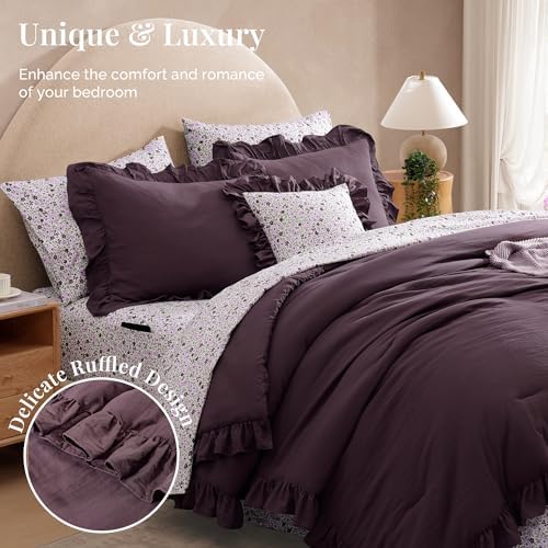 BLOOMHAVEN California King Comforter Set-7 Pieces Ruffle Bedding - Image 2