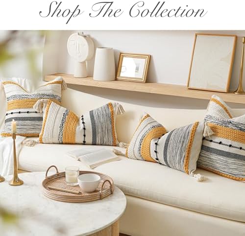BlissBlush Yellow Mustard Decorative Throw Pillow Cover 18x18 Square Boho - Image 7