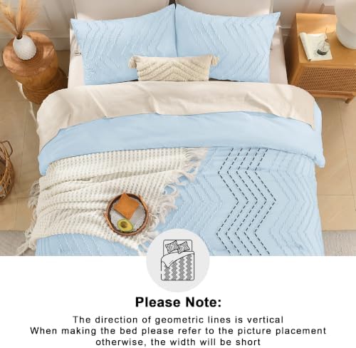 Andency Light Blue Comforter Set Queen Size, 3 Pieces Boho Bed Set - Image 5
