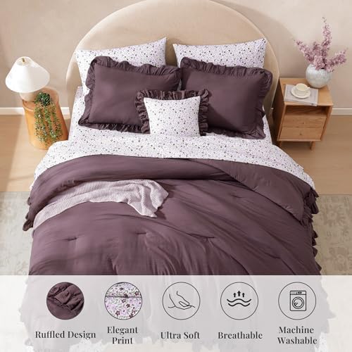 BLOOMHAVEN California King Comforter Set-7 Pieces Ruffle Bedding - Image 6