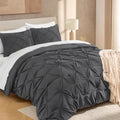 Andency Oversized King Pinch Pleat Dark Gray Comforter Set 3 Piece Bedding by Andency