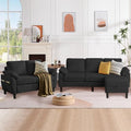 79.72" Black Corduroy Sofa Set by Firmacielu-CorduroyComfortableLivingRoomSofasforModernHome