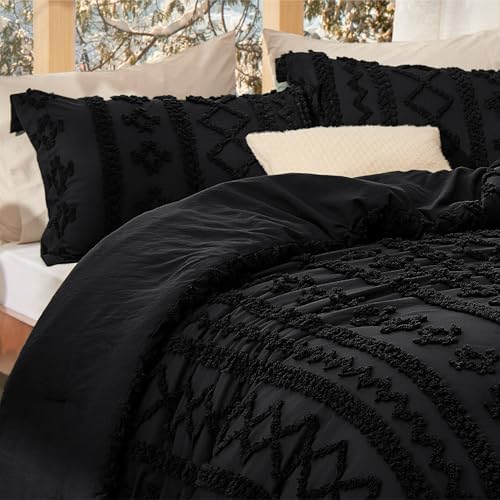 Bedsure Tufted Boho Comforter Set Full, Bedroom Decor Bedding Set Black - Image 6