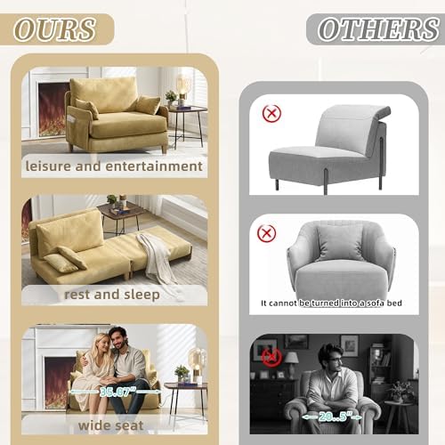 GDFStudio Foldable Sofa Bed Recliner, 3-in-1 Convertible Sleeper Sofa - Image 4