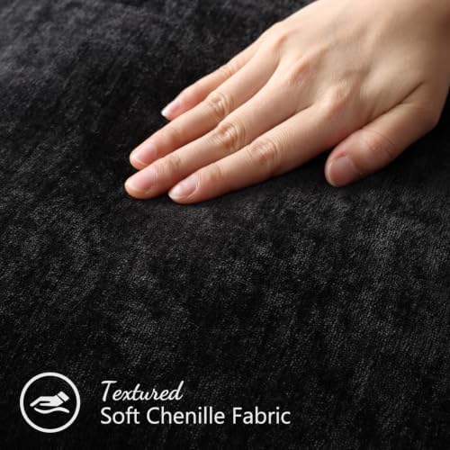 Pallene Chenille Soft Black Throw Pillow Cover 12x20 Set of 2 - Image 3