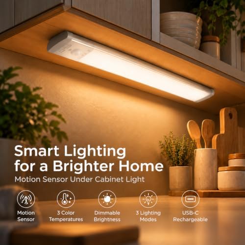 12 Inch Under Cabinet Lighting, 3 Color Motion Sensor Light 2 Pack - Image 2