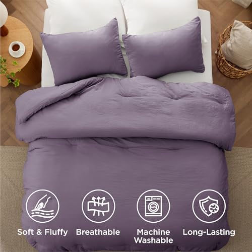 Bedsure Oversized King Comforter Prewashed Set 3Pcs Grayish Purple 120"x98" - Image 4