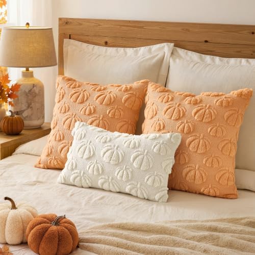 MIULEE Fall Decor Pillow Covers 20x20 Set of 2 Pumpkin Light Orang - Image 4