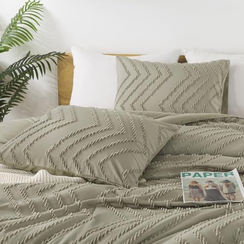 Andency Oatmeal Twin Comforter Set, 2 Pieces Boho Bedding Set - Image 3