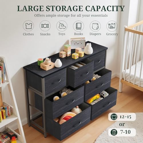 7-Drawer Dresser for Bedroom, Anti-Tip Wide Storage Organizer Fabric - Image 5